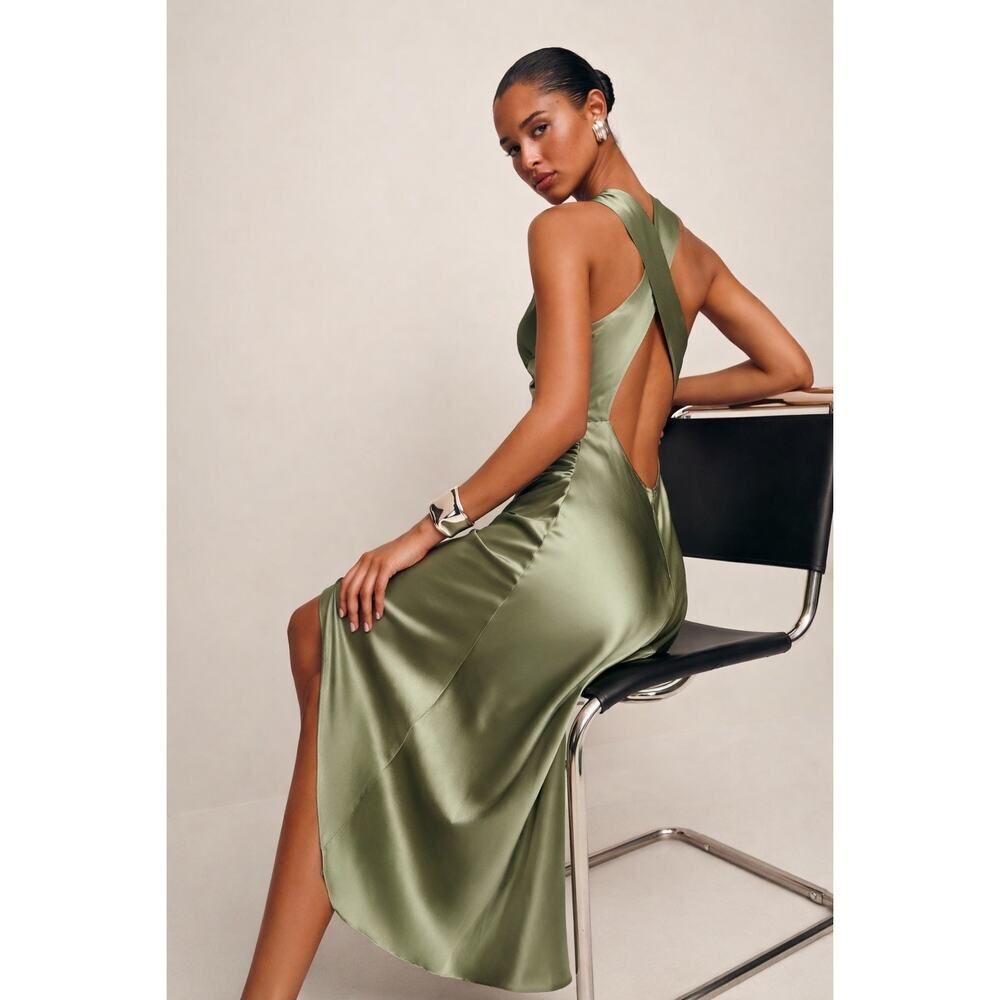 Reformation cassette silk dress Artichoke US12
